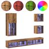 vidaXL TV Wall Units with LED 5 pcs Old Wood Engineered Wood