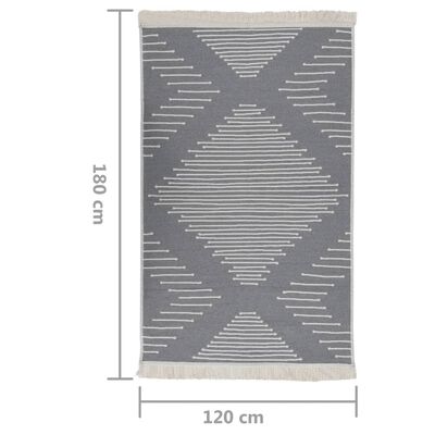 vidaXL Rug Dark Grey 120x180 cm Cotton