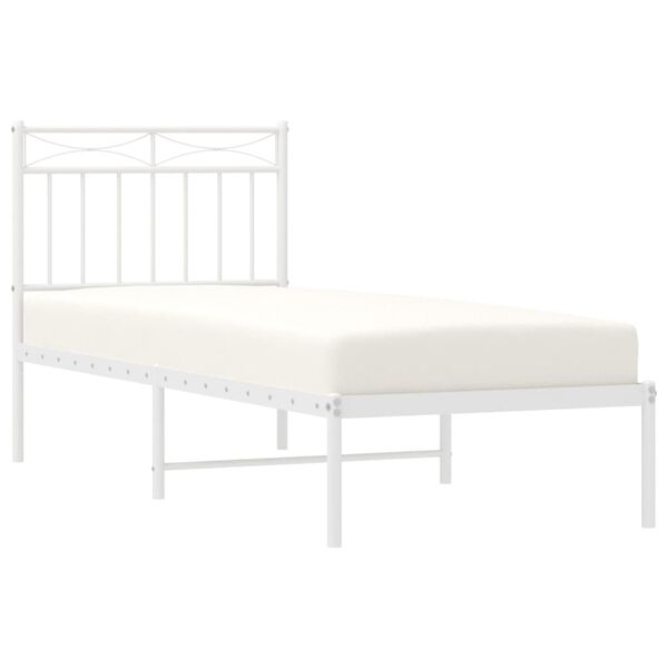 vidaXL Metal Bed Frame without Mattress with Headboard White 80x200cm