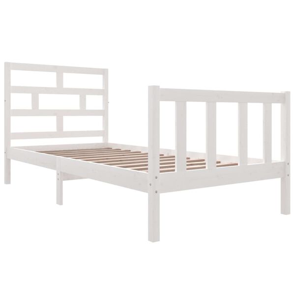 vidaXL Bed Frame without Mattress White Solid Wood 90x200 cm (810068+814175)