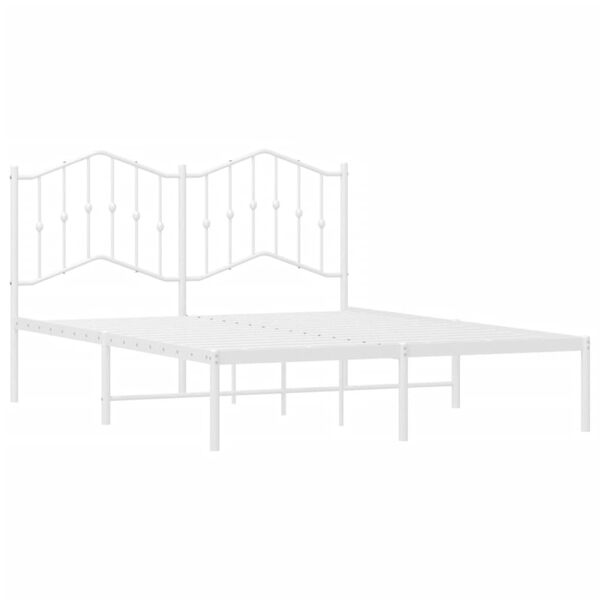 vidaXL Metal Bed Frame without Mattress with Headboard White 140x190cm