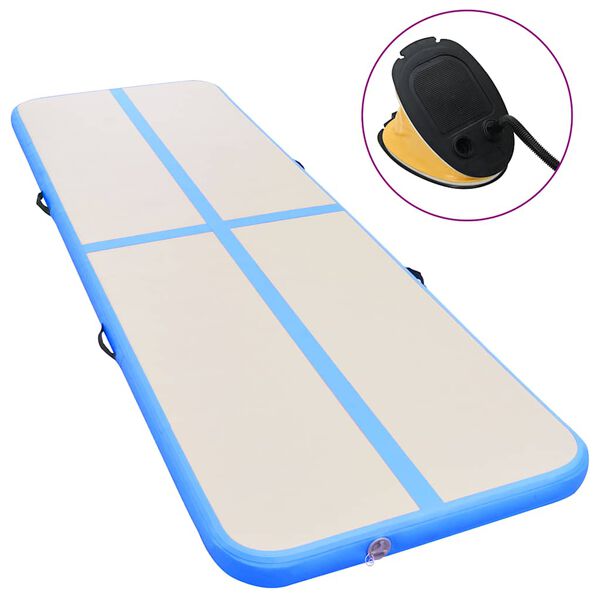 vidaXL Inflatable Gymnastics Mat with Pump 600x100x10 cm PVC Blue