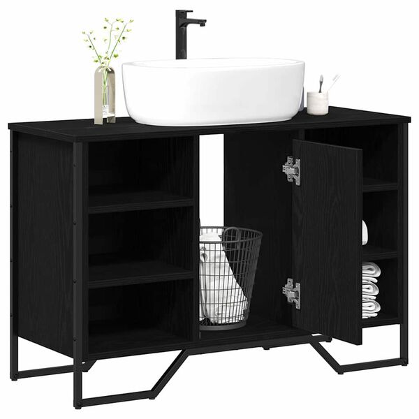 vidaXL Bathroom Sink Cabinet Black Oak 91 x 35 x 60 cm Engineered wood