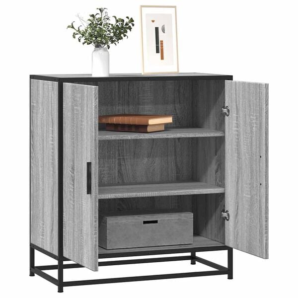 vidaXL Sideboard Grey Sonoma 68x35x76 cm Engineered Wood and Metal