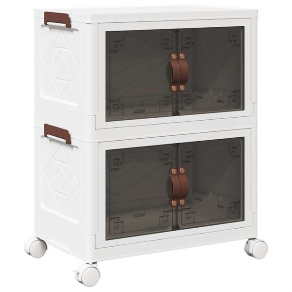 vidaXL Stackable Storage Box with Wheels 2-Tier 28 L 48.5x29.5x59.5 cm