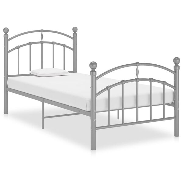 vidaXL Bed Frame without Mattress Grey Metal 90x200 cm