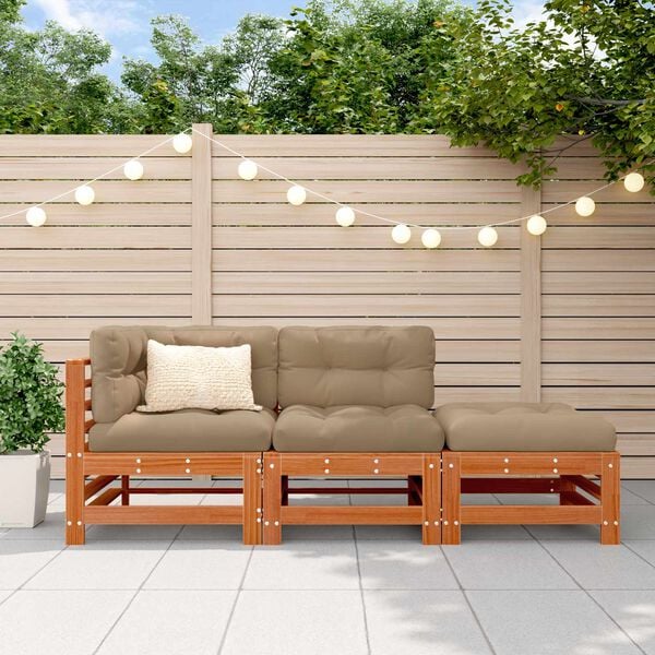 vidaXL Sectional Sofa Units 3 Piece Wax Brown Solid Pine Wood