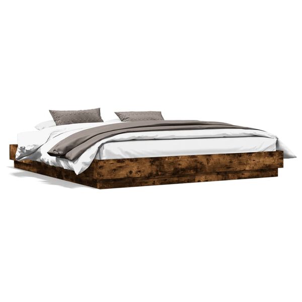 vidaXL Bed Frame without Mattress Smoked Oak 180x200 cm Super King
