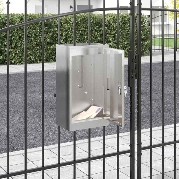 vidaXL Mailbox Black 30 x 23 x 55 cm Stainless steel
