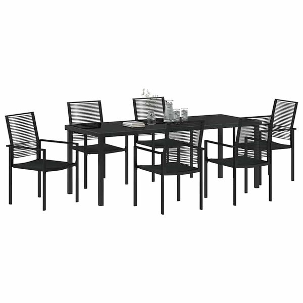 vidaXL Garden Dining Set 7 pcs Black Powder-Coated Steel