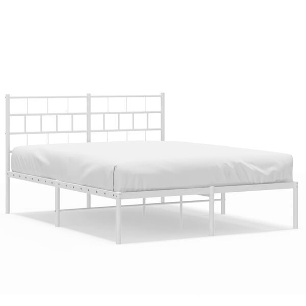 vidaXL Metal Bed Frame without Mattress with Headboard White 120x190cm