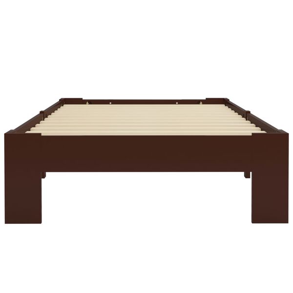 vidaXL Bed Frame without Mattress Dark Brown Solid Pine Wood 90x200 cm