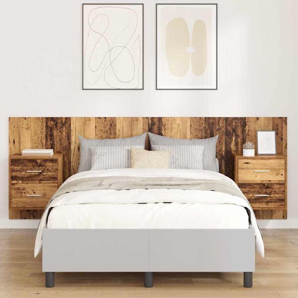 vidaXL Headboard with Cabinet 3 pcs Old Wood Engineered Wood
