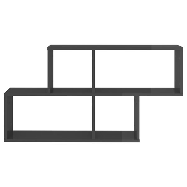 vidaXL Wall Shelf High Gloss Grey 100x18x53 cm Engineered Wood