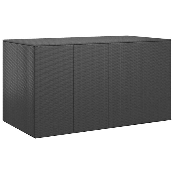 vidaXL Garden Cushion Box PE Rattan 194x100x103 cm Black