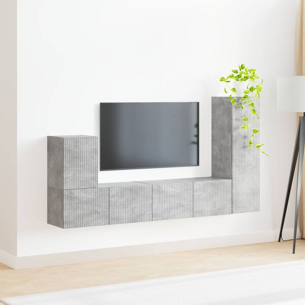vidaXL TV Cabinet Set Wall-mounted 3 pcs Concrete Grey Engineered Wood