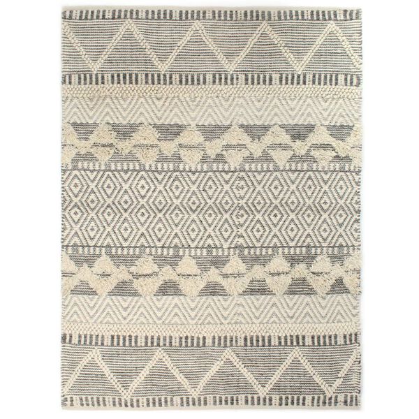 vidaXL Rug Handwoven Wool 140x200 cm White/Grey/Black/Brown