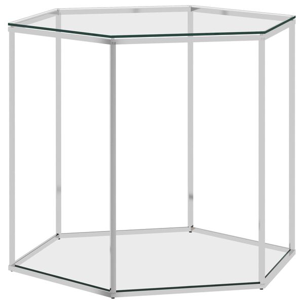 vidaXL Coffee Table Silver 60x53x50 cm Stainless Steel and Glass