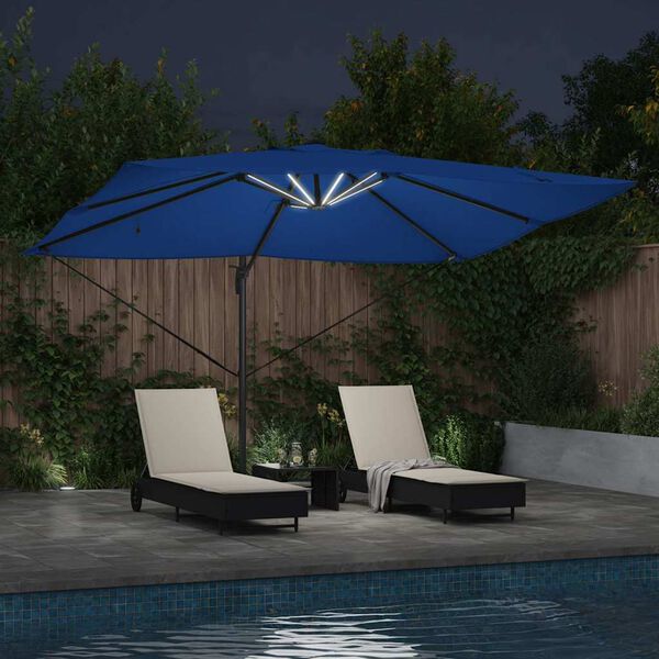 vidaXL Umbrella Azurblau 352 x 251 x 265 cm Polyester and Aluminium