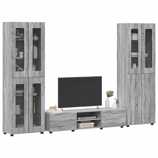 vidaXL TV Cabinet Set with Drawer FLORIN Grey Sonoma Engineered Wood
