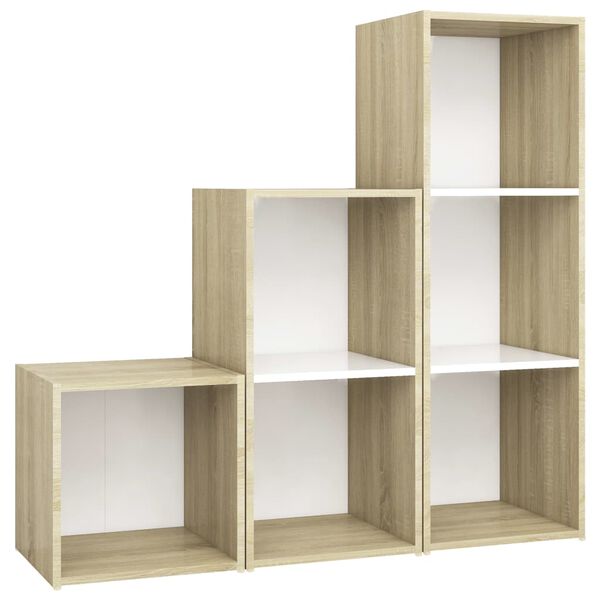 vidaXL 3 Piece TV Cabinet Set White and Sonoma Oak Engineered Wood
