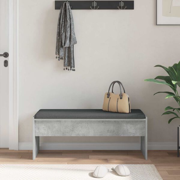 vidaXL Hall Bench with Cushion Concrete Grey 103 x 38 x 40 cm
