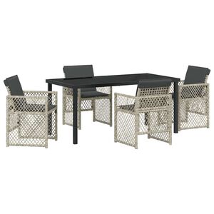 vidaXL Garden Dining Set 5 pcs Light Grey Poly Rattan