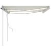 vidaXL Manual Retractable Awning with LED 4x3 m Cream