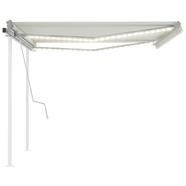 vidaXL Manual Retractable Awning with LED 4x3 m Cream
