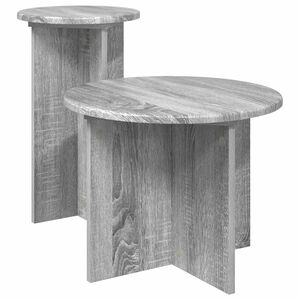 vidaXL Side Table Set 2 pcs Grey Sonoma &Oslash; 45 x 35 cm Engineered Wood