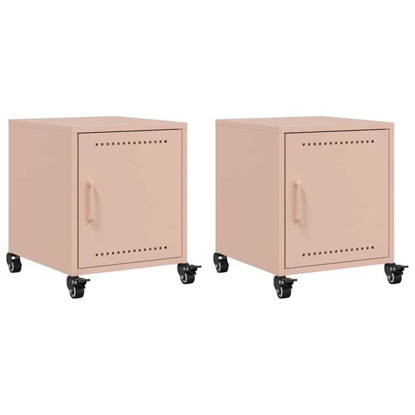 vidaXL Bedside Cabinets 2 pcs Pink 36x39x43.5 cm Steel
