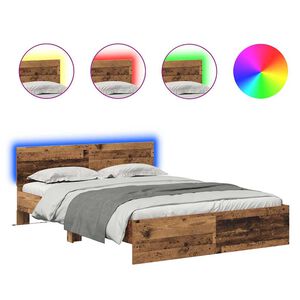 vidaXL Bed Frame with Headboard Old Wood 150 x 200 cm Engineered Wood