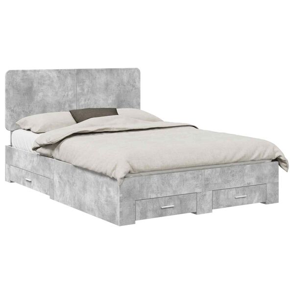 vidaXL Bed Frame Concrete Grey 140 x 200 cm Engineered Wood