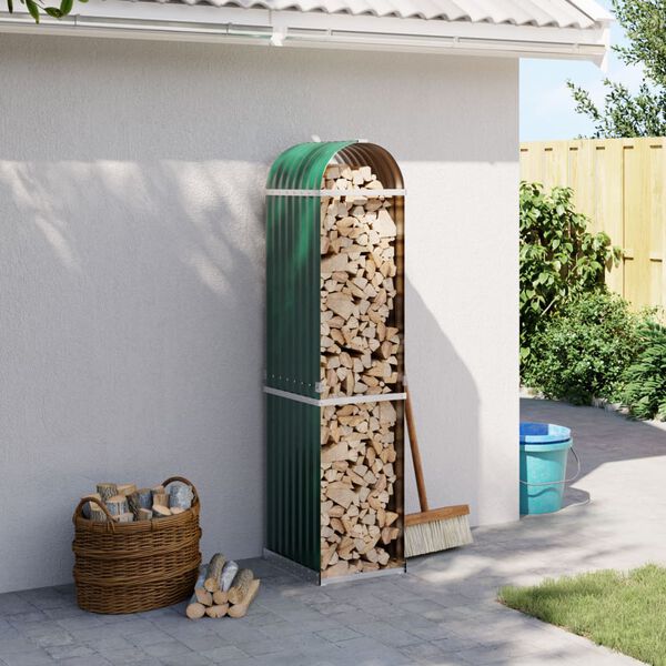 vidaXL Log Holder Green 40x45x170 cm Galvanised Steel