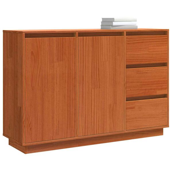 vidaXL Sideboard Brown Oak 111 x 34 x 75 cm Solid Pine Wood