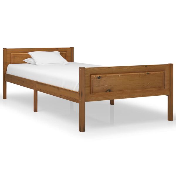 vidaXL Bed Frame without Mattress Solid Pinewood Honey Brown 90x200 cm