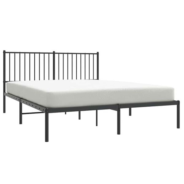 vidaXL Metal Bed Frame without Mattress with Headboard Black 160x200cm