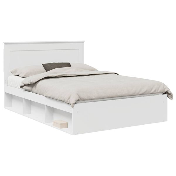 vidaXL Bed Frame with Headboard White 140 x 200 cm Solid Pine Wood