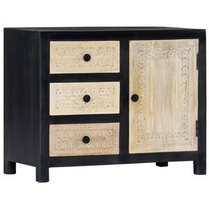 vidaXL Hand Carved Side Cabinet Grey 75x35x60 cm Solid Mango Wood