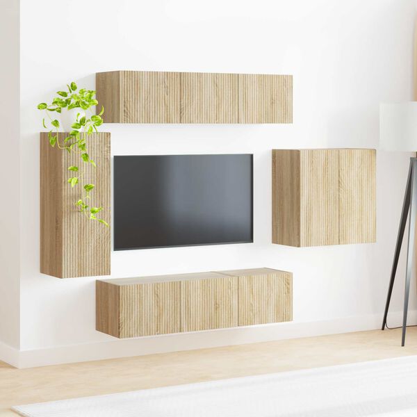 vidaXL Wall-mounted 6 pcs Sonoma Oak