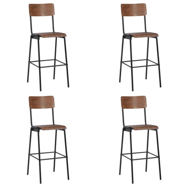 vidaXL Bar Chairs 4 pcs Solid Plywood Steel