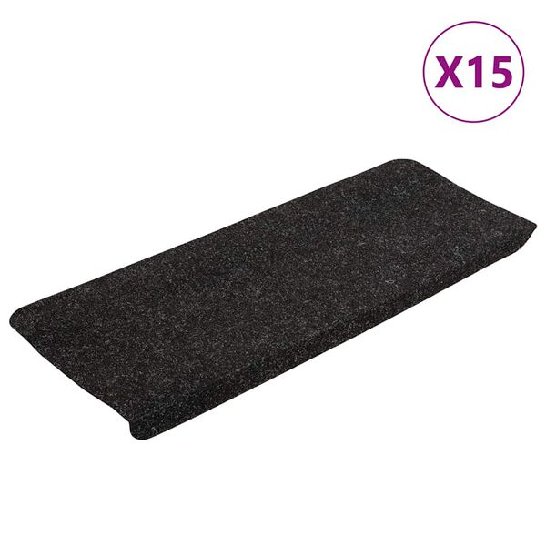 vidaXL Stair Mats Self-adhesive 15 pcs 65x24.5x3.5 cm Anthracite