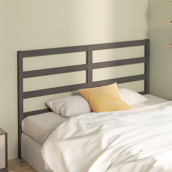 vidaXL Bed Headboard Grey 126x4x100 cm Solid Wood Pine