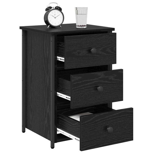 vidaXL Bedside Cabinet Black Oak 40 x 36 x 60 cm Solid Reclaim Wood