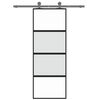 vidaXL Sliding Door Black 76x205 cm Tempered Glass and Aluminium