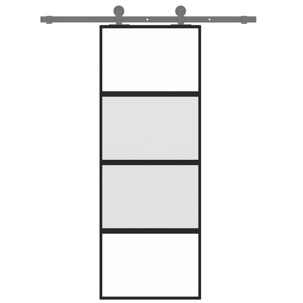 vidaXL Sliding Door Black 76x205 cm Tempered Glass and Aluminium