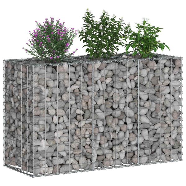 vidaXL Gabion Raised Bed Silver 130 x 50 x 80 cm Galvanised Steel