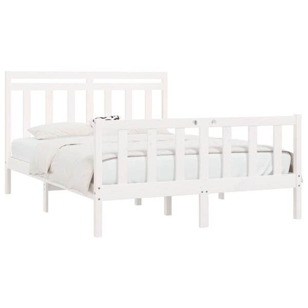 vidaXL Bed Frame without Mattress White Solid Wood Pine 160x200 cm