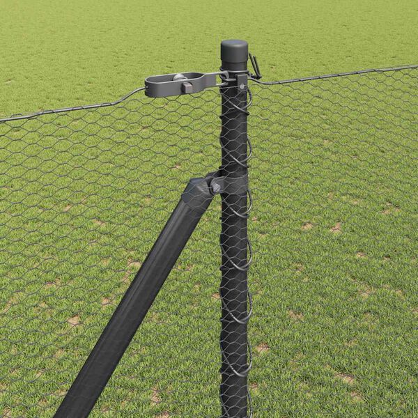 vidaXL Fence Post Grey 50 x 1.6 m (13 mm mesh) Steel and PVC