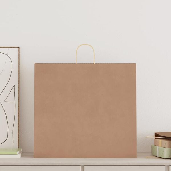 vidaXL Paper Bags 50 pcs with Handles Brown 54x15x49 cm